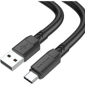 Borofone - Universele USB naar USB-C kabel - Kabel geschikt voor toestellen met USB-C aansluiting - 1 Meter - 3A - Zwart