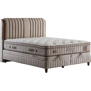 Bed Bambi Boxspringbed Set - Boxspring - 200 x 200 - Kapok Naturel Slaapkamerbed - Bed - 1 x Matras - 2 x Bedlade - 1 x Bedhoofdeinde - Beige