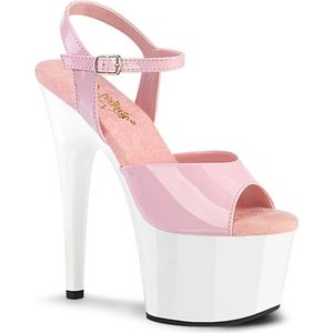 Pleaser - ADORE-709 Sandaal met enkelband, Paaldans schoenen - US 9 - 39 Shoes - Roze/Wit