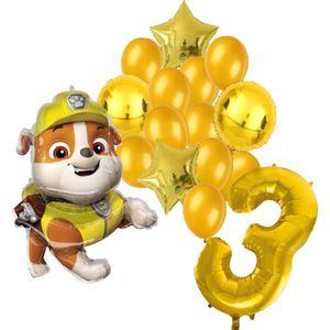 Paw Patrol Rubble ballonnen pakket - 64x81cm - 3 jaar - Folie Ballon set - Themafeest - Verjaardag - Ballonnen - Versiering - Helium ballon