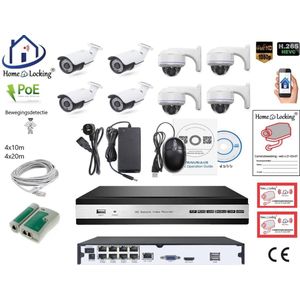 Home-Locking camerasysteem met bewegingsdetectie en NVR 5.0MP H265 POE met 8 camera's 3.0MP CS-8-1479