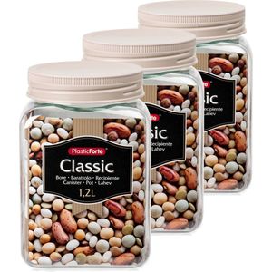 Plasticforte keuken voorraadpot/weckpot - Set van 8x stuks - kunststof - roze - 1.2 liter - met deksel - Formaat: 10 x 15 cm