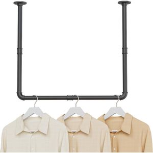 Industriële buiskleerhanger - wandgarderobe - 1 stuk - zwart - 69 x 60 cm