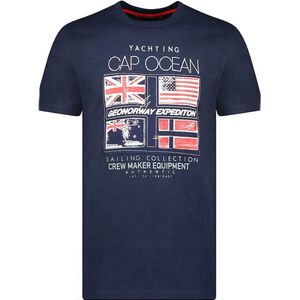 T-shirt Ronde Hals Blauw Cap Ocean Print Geographical Norway - XXL