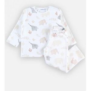 Noukie's - Pyjama- 2 delig - Fluweel - Unie - Olifantenprint  - 18 maand 86