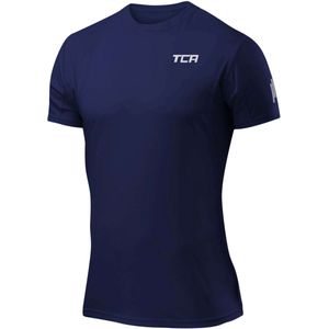 TCA Mannen Atomic Korte Mouw Sneldrogende Gym Hardloop Trainings Top - Donkerblauw, M