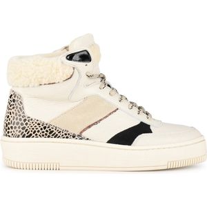 Ps Poelman ESQUIMO Dames Hoge Sneakers Teddy - Beige - Maat 38