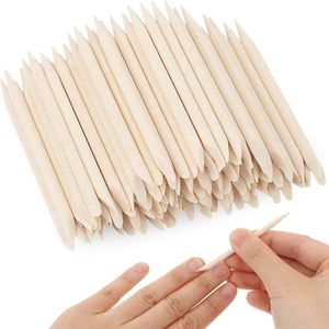 200 stuks Oranje Nagelriemduw- en Schuurstokken - Dubbele Kop Nagelriemduwerverwijderaar - 6,95 cm - Manicure en Pedicure .