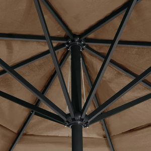 The Living Store Tuinparasol - Grote taupe parasol - UV-beschermend polyester - Sterke aluminium paal - Inclusief kruisvoet - 600 x 385 cm