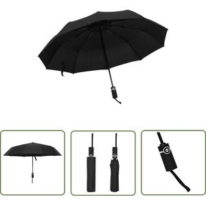 The Living Store Reisparaplu - Automatisch Inklapbaar - 190T PG - Glasvezel - Zwart - 61 cm Lengte - 104 cm Diameter