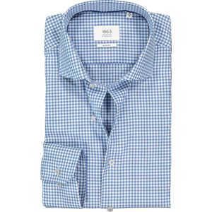 ETERNA 1863 slim fit premium overhemd - 2-ply twill heren overhemd - blauw met wit geruit - Strijkvrij - Boordmaat: 42