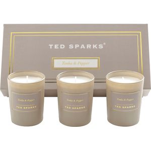 Ted Sparks - Gift Set - 3 geurkaarsen in prachtige geschenkverpakking - Tonka & Pepper