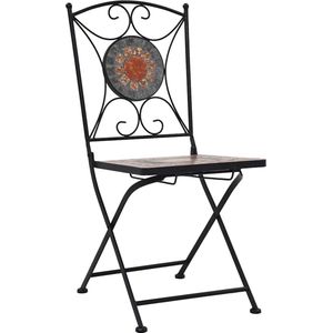 vidaXL Bistrostoelen Mozaïek 2 stuks Oranje/Grijs Mozaïek Stoelen - Tuinset - Bistro Stoelen - Buistuin Meubels - Tuinstoelen