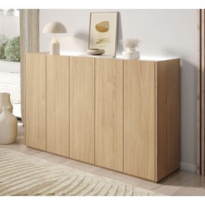 Meubella - Schoenenkast Encore - Eiken - 5 Deuren - LED-Verlichting