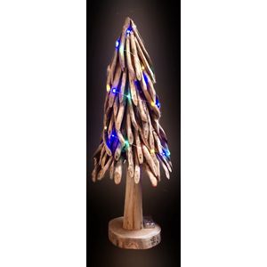 Kerstboom Hout LED-verlichting 80 cm hoog - Handmade Christmas Tree Ranting - Kerstboom - handgemaakt - gedroogd wortelhout - uniek - kerst - nieuwjaar - feestdagen - geschenk - cadeau - gift - originele kerstboom - verliest geen naalden