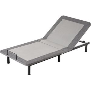 BRUNOY - Bedframe elektrisch verstelbaar - Grijs - 90 x 200 cm - Polyester