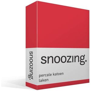 Snoozing - Laken - Lits-jumeaux - Percale katoen - 240x260 cm - Rood