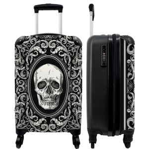 NoBoringSuitcases.com - Koffer mannen - Doodskop - Zwart - Skull - Past binnen 55x40x20 cm en 55x35x25 cm - Trolley handbagage - Valiezen met wieltjes volwassenen - Reiskoffer op wielen - Rolkoffer lichtgewicht - MuchoWow