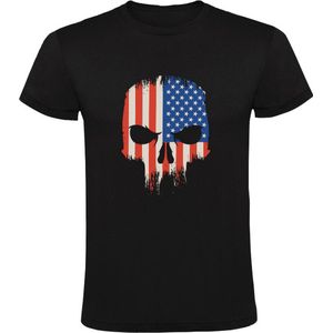 Schedel Amerikaanse vlag Heren T-shirt | skull | Amerika | USA | VS | Washington D.C. | skelet | Zwart