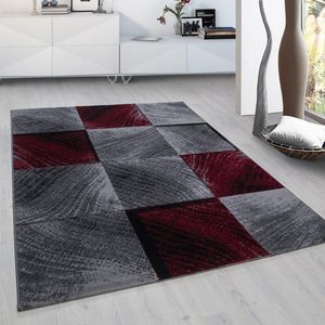 Rood Tapijt Laagpolig Vloerkleed - 200x290cm- Modern - Woonkamer - Salon - Slaapkamer - Eetkamer