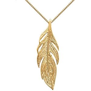 Montebello Ketting Beno Gold - 925 Zilver Verguld - Veer - 25x8mm - 45cm