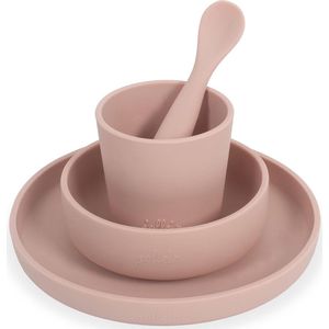 Jollein - Kinderserviesset 4-delig (Pale Pink) - Siliconen - Baby Servies, Baby Bestek - 6-18 maanden