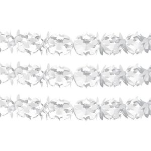 Set van 6x stuks witte feest slingers 6 meter - Bruiloft/Communie/huwelijk feestartikelen versiering