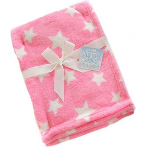 Soft Touch Babydeken Sterren Fleece 75 X 100 Cm Roze