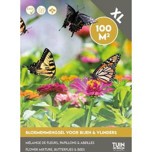 Tuin de Bruijn® zaden - Bloemenmengsel voor bijen en vlinders - voor 100m2 - XL voordeelverpakking - bloemenmix 12 soorten - 50 gram zaden