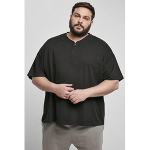 Urban Classics - Oversized Henley Heren T-shirt - M - Zwart