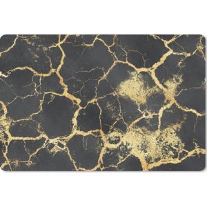 Bureau onderlegger - Muismat - Bureau mat - Marmer print - Goud - Zwart - 60x40 cm