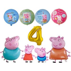 Peppa Pig family ballon set - 70x45cm - Folie Ballon - Peppa pig - George Pig - Papa Pig - Mam Pig - Themafeest - 4 jaar - Verjaardag - Ballonnen - Versiering - Helium ballon