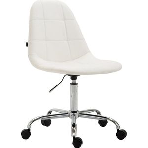 Bureaustoel - Bureaustoelen voor volwassenen - Design - In hoogte verstelbaar - Kunstleer - Wit - 47x56x89 cm