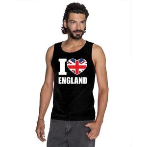 Zwart I love Groot-Brittannie supporter singlet shirt/ tanktop heren - Engels shirt heren L