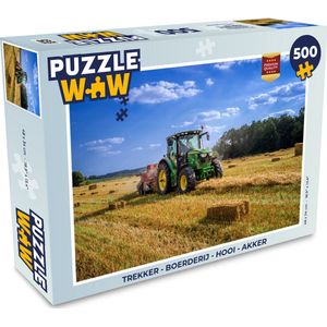 Puzzel Trekker - Boerderij - Hooi - Akker - Zon - Platteland - Legpuzzel - Puzzel 500 stukjes