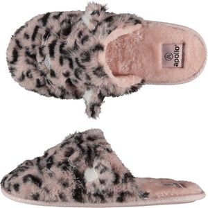 Apollo - Instap pantoffels dames - Pantoffels dames - Roze - Dierenprint - Maat 39/40 - Pantoffels dames - Sloffen dames - Pantoffels dames maat 40