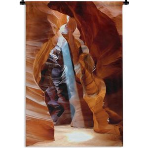 Wandkleed Antelope Canyon - Zonlicht door de smalle spleten van de Antelope Canyon Wandkleed katoen 90x135 cm - Wandtapijt met foto