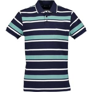 Blue Seven heren poloshirt 321127 blauw/groen streep - L