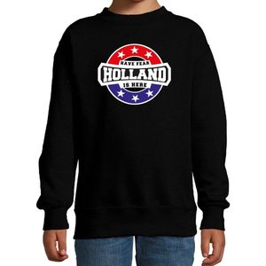 Have fear Holland is here sweater met sterren embleem in de kleuren van de Nederlandse vlag - zwart - kids - Holland supporter / Nederlands elftal fan trui / EK / WK / kleding 134/146