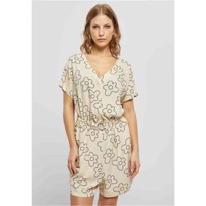 Urban Classics - Short viscose belt Playsuit - M - Creme/Zwart