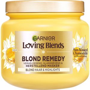 Garnier Loving Blends - Verhelderend, Glansgevend & Herstellend Haarmasker - Sun-Kissed Chamomile & Bloemenhoning - Blond Haar & Highlights - 340 ml