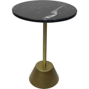 HSM Collection Ronde bijzettafel - ø40x55 - Zwart/goud - Marmer/metaal