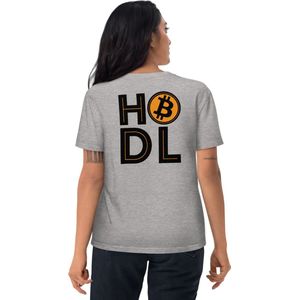 Bitcoin T-shirt - HODL - Rug Print - Unisex - 100% Biologisch Katoen - Kleur Grijs - Maat M | Bitcoin cadeau| Crypto cadeau| Bitcoin T-shirt| Crypto T-shirt| Crypto Shirt| Bitcoin Shirt| Bitcoin Merch| Crypto Merch| Bitcoin Kleding