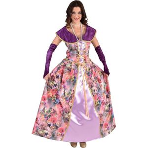 Magic By Freddy's - Middeleeuwen & Renaissance Kostuum - Markiezin Des Fleurs Rozen - Vrouw - Paars, Roze - Large - Carnavalskleding - Verkleedkleding