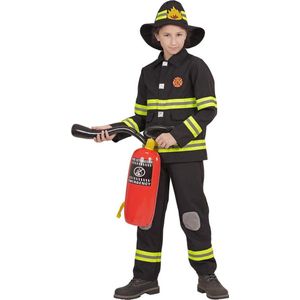Widmann - Brandweer Kostuum - Nypd Brandweer Zwart - Jongen - Zwart - Maat 128 - Carnavalskleding - Verkleedkleding