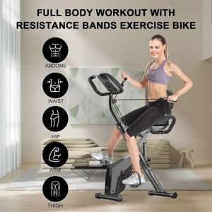 CS® hometrainer fiets - hometrainer opvouwbaar- Met Rugleuning - Incl. extra Weerstandsbanden- 8 weerstanden standen- Hartslagfunctie en transportwielen- Digitaal display- max 150 kg- hometrainers