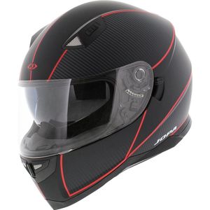 Jopa Sonic integraal helm mat zwart rood met zonnevizier M 56-57 cm brommerhelm scooterhelm motorhelm