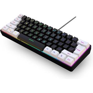 Gaming Toetsenbord 60% - Gaming Keyboard 60% - Gaming Toetsenbord 60 Procent - Gaming Toetsenbord Meganisch - Wit Zwart