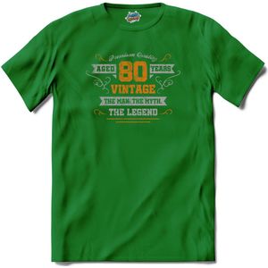 80 Jaar vintage legend - Verjaardag cadeau - Kado tip - T-Shirt - Dames - Kelly Groen - Maat M