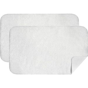 Bastix - Set van 2 badmatten, antislip, wasbaar, absorberend, voetmatten voor woonkamer, badkamer, 40 x 60 cm, wit